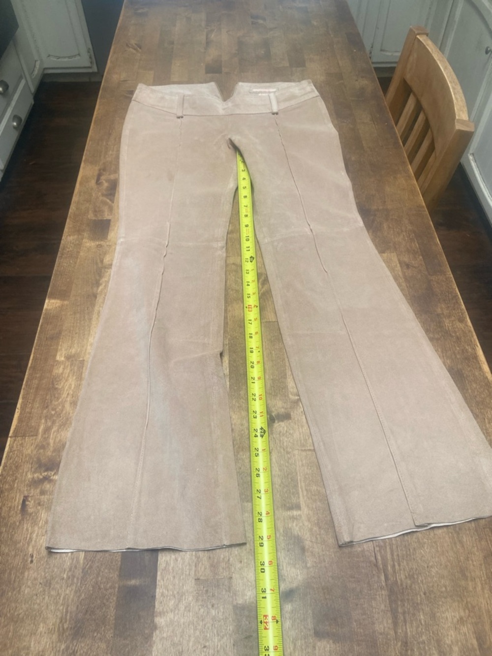 Forever 21 Light Beige Suede Flare Jeans low rise